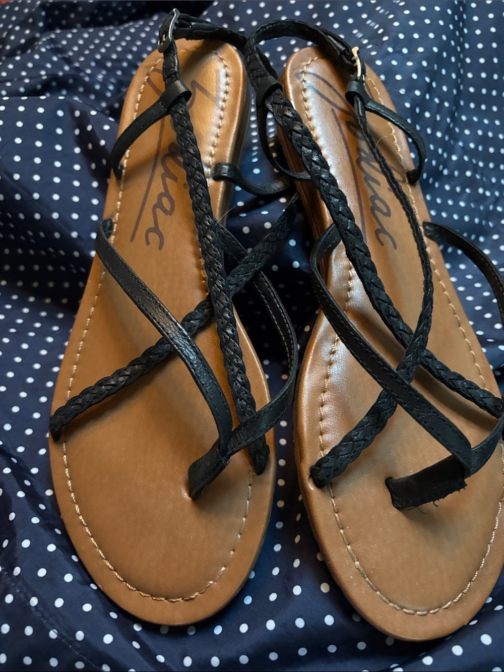 Zodiac Black Braided Strappy Sandals